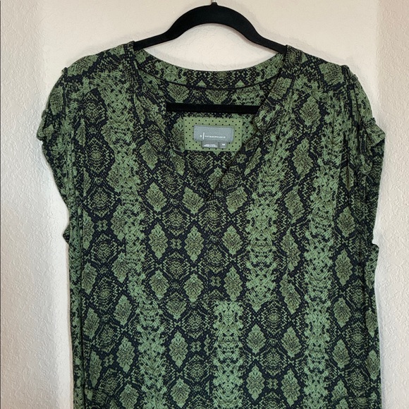 Anthropologie Green Snake Print Shift Dress - Picture 3 of 9